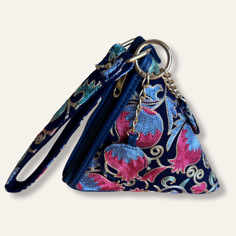 Triangle Embroidered Bag "Pomegranate"