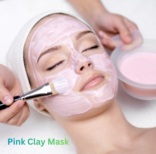 Pink clay face mask for sensitive and dry skin