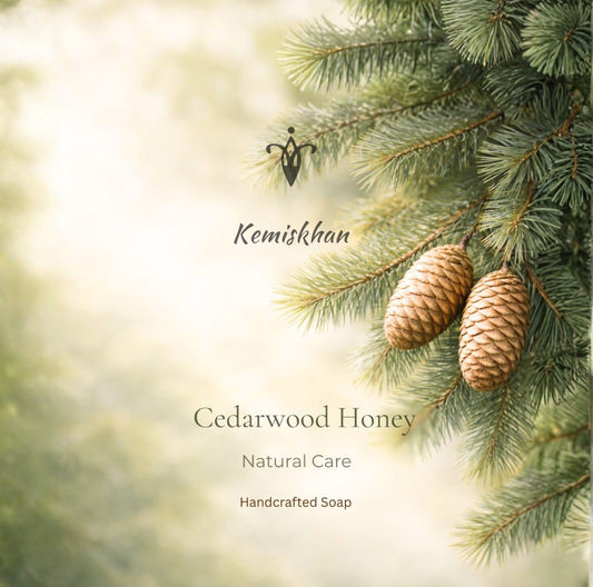 Teberda handmade soap with cedarwood, acacia honey and basil — Kemiskhan Atelier, crafted in Dubai