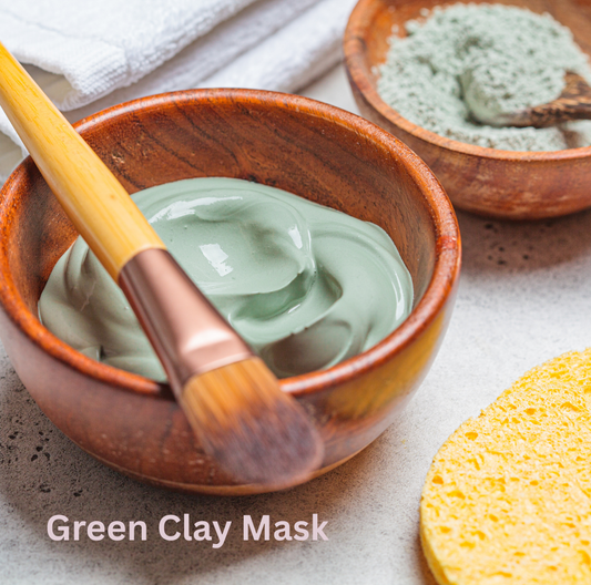 Traditional green clay and honey face mask ingredients