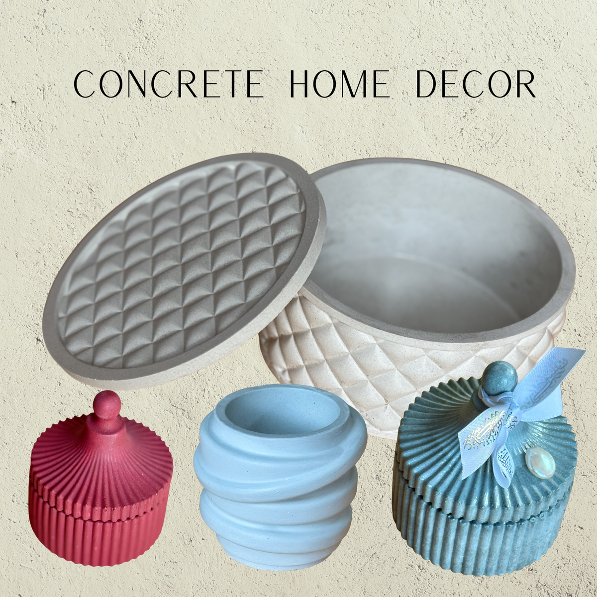 Handmade concrete jars for home decor - stylish and unique decorative jars by Kemiskhan