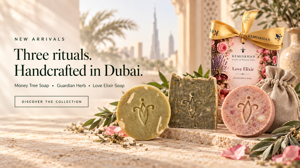 Kemiskhan new handmade soap arrivals featuring Money Tree, Guardian Herb and Love Elixir Soap in Dubai