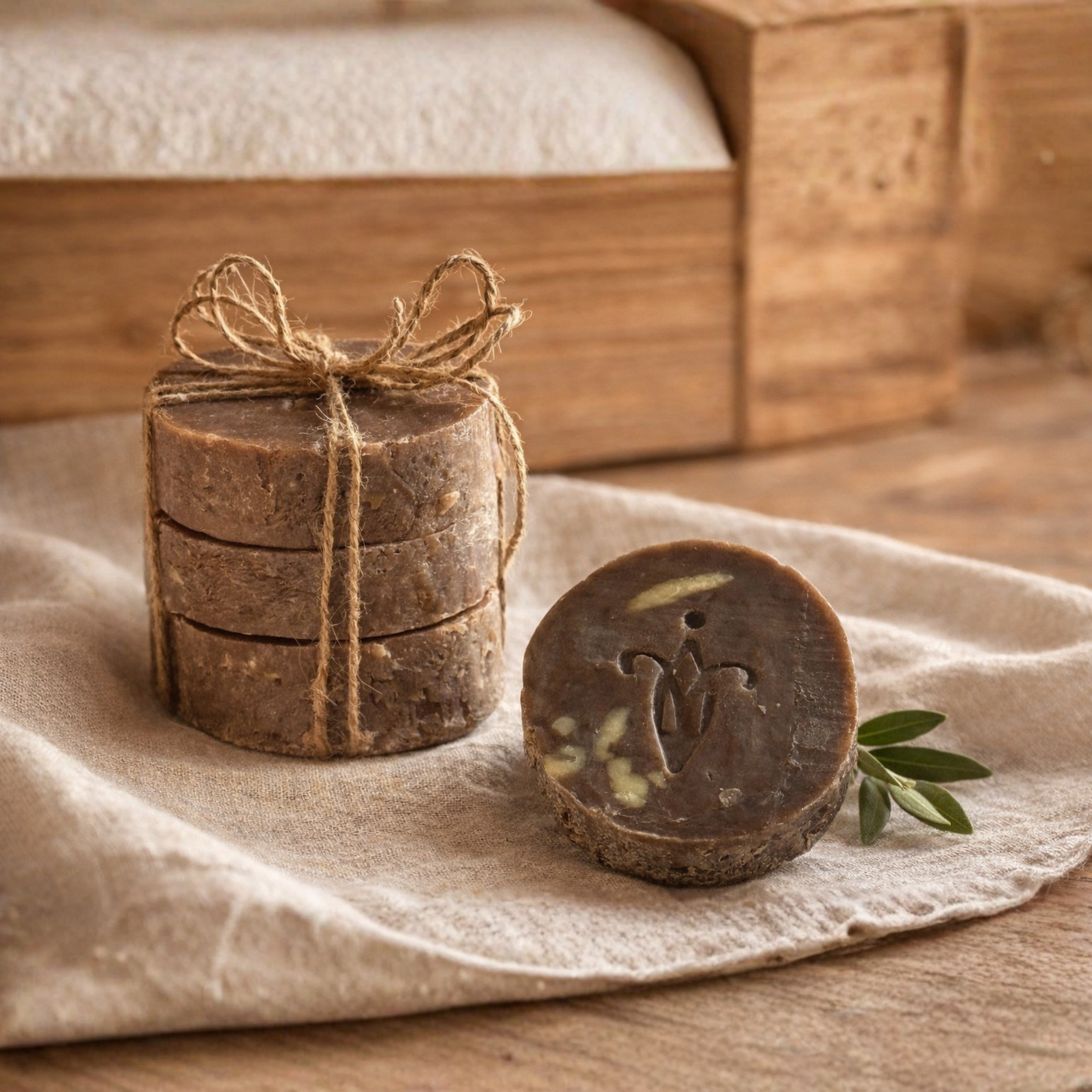 3 brown soaps Set, birch tar 