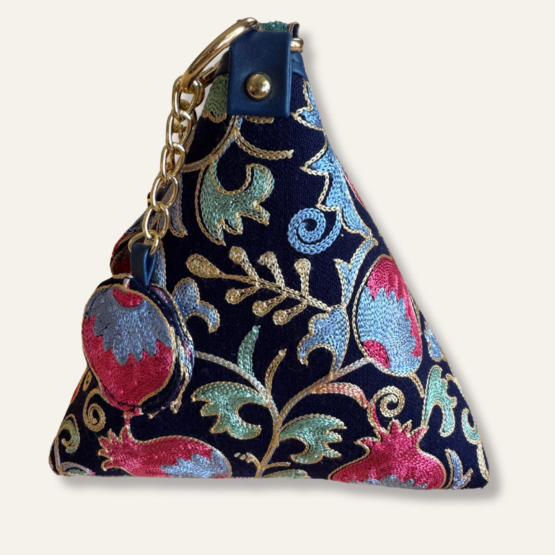 Triangle Embroidered Bag "Pomegranate"
