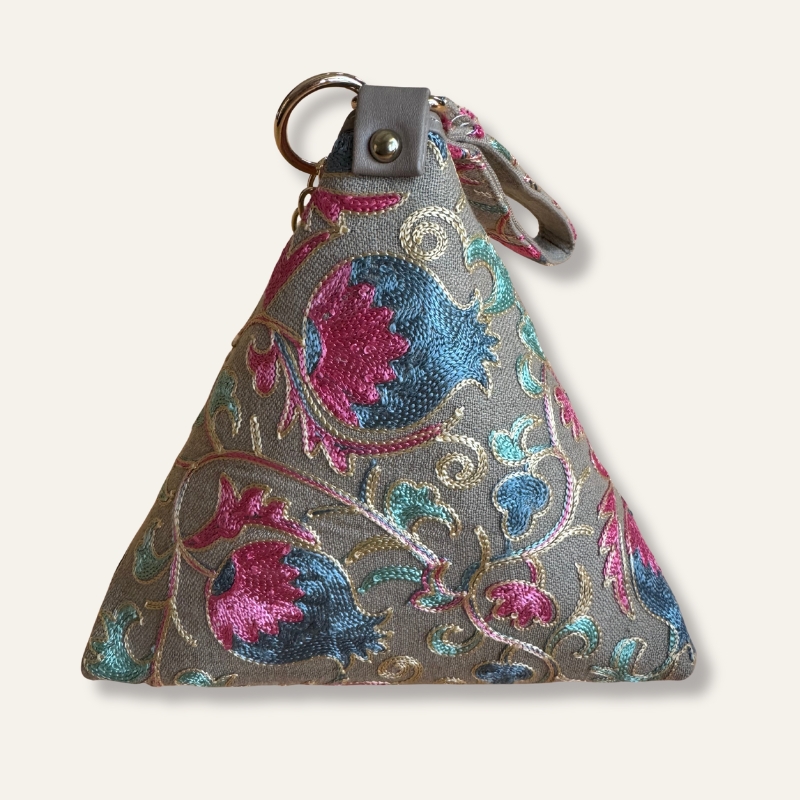 Triangle Embroidered Bag "Pomegranate"