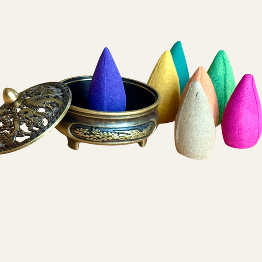 Dragon Brass Incense Burner Set