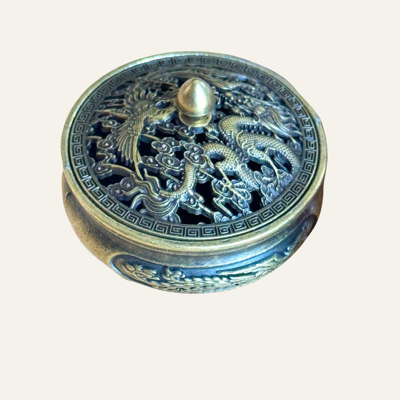 Dragon Brass Incense Burner Set