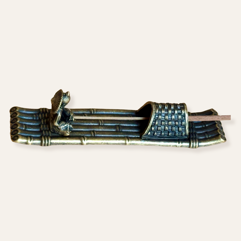 Chinese Fisherman Brass Incense Holder