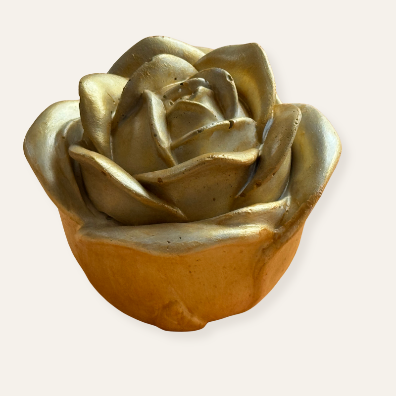 Concrete rose jar in gold color