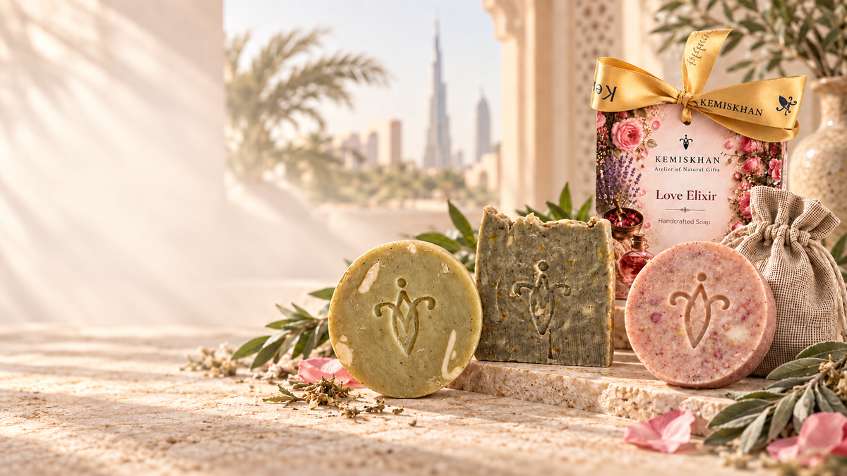 Money Tree, Guardian Herb and Love Elixir handmade soaps by Kemiskhan Atelier in Dubai